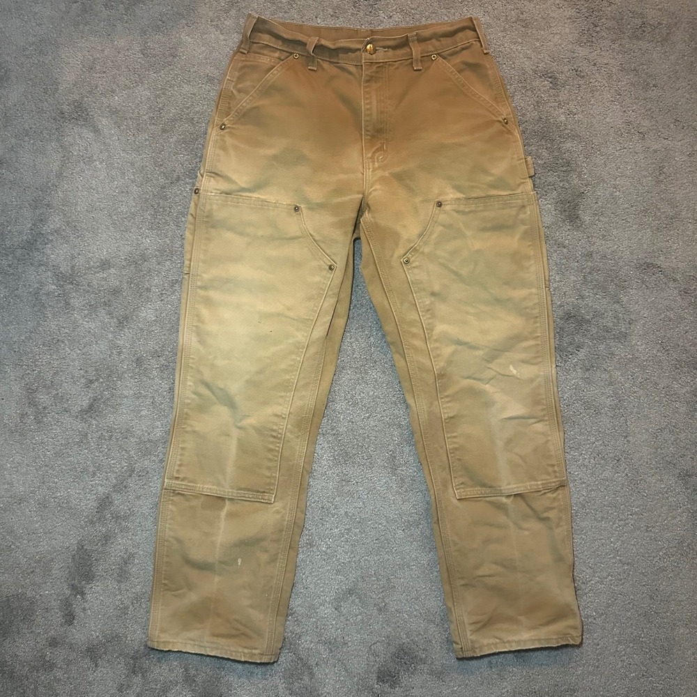 FADED Carhartt Double Knee Pants Men 30x30 (fit 29x30) Brown B01-BRN USA Canvas